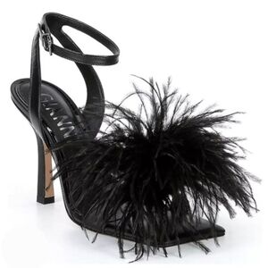 Gianni Bini dress sandals 6.5 black leather Neela Feather high heel new $140